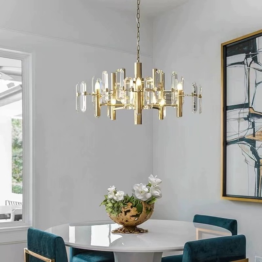 Люстра подвесная, золотой, хрусталь, EILEEN 100*42, металл, E14.