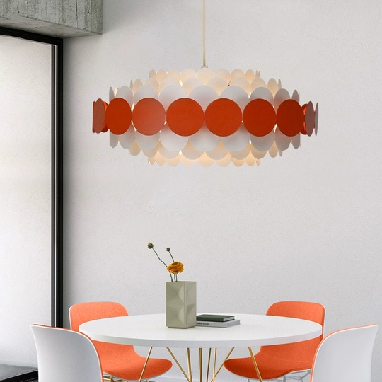 Люстра подвесная, красный, белый ПММА, ADOLPH 50*80, металл, Е14