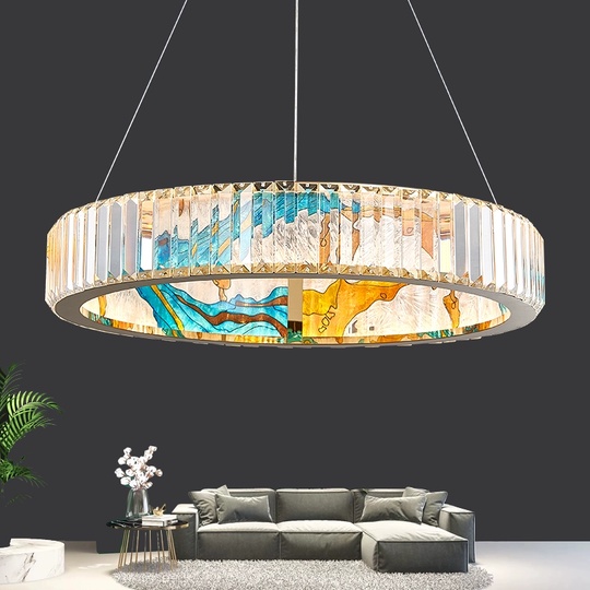 Люстра подвесная, золото, ПММА, RALPH 80*10 металл, LED.