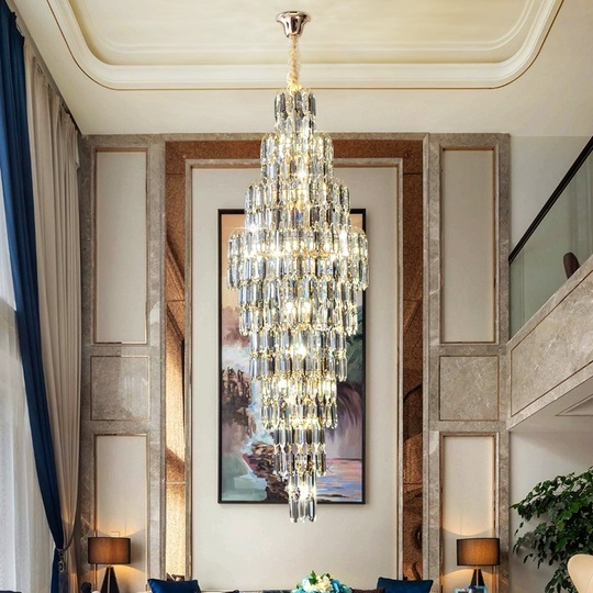 Люстра подвесная, золото, кристалл, HEZEL 60*175 металл, E14.