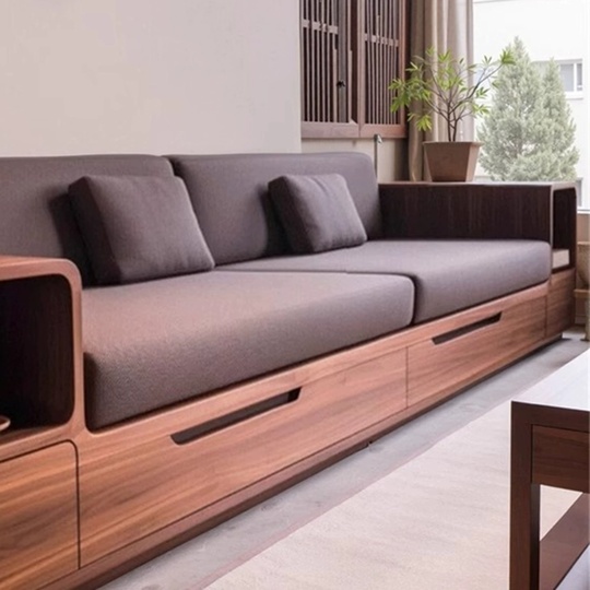 Прямой диван Barbara темный орех, ткань, 260*85*80 см