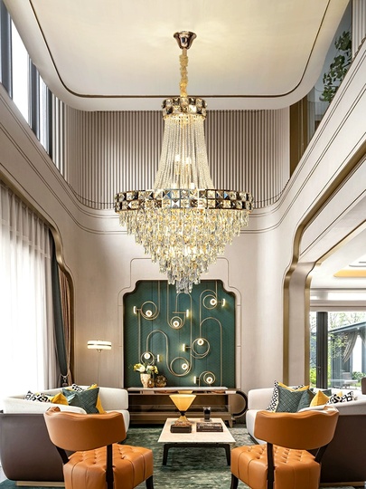 Люстра подвесная, золото, кристалл, TYLER 80*110 металл, E14.