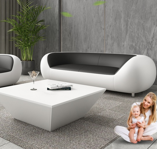 Диван белый с черным Reposo, нераскладной, 210х102х66 см