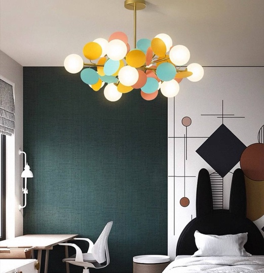 Люстра подвесная, золотисто-песочный, цветной, ПММА, CHUBI 90*30, металл, G9