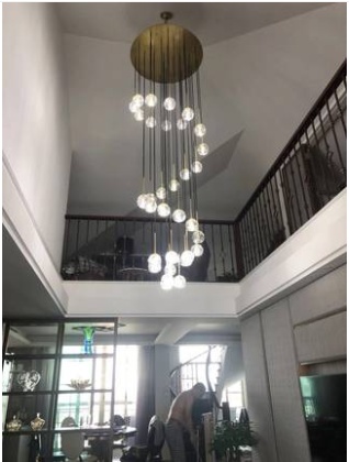 Дизайнерский светильник медь Alunior, 64*300 см, led, e14, медь, хрусталь