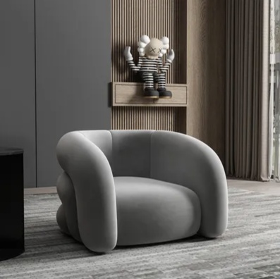 Кресло темно серое мягкое из ворсовой ткани, 88х84х70 см
