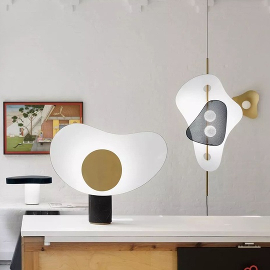 Настольная лампа Levien, 35*37 см, черно-белого цвета с золотом