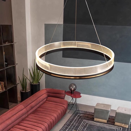 Люстра подвесная, черная, ПММА, MYLES BLACK 60*7, металл, LED