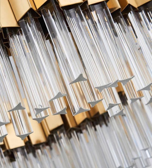 Люстра подвесная медная Elyvore, металл, хрусталь, трос 30 см, 80*25 см, G9