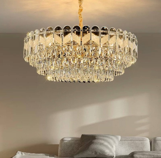 Люстра подвесная BIRCE 95*28 золото, кристалл, металл, E14.