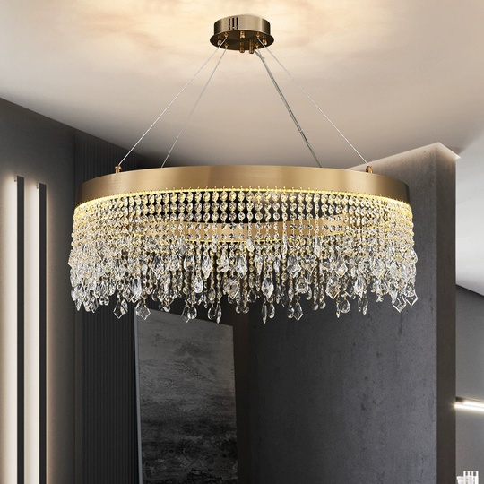 Люстра подвесная FATMA 80*30 бронза, хрусталь, металл, LED.
