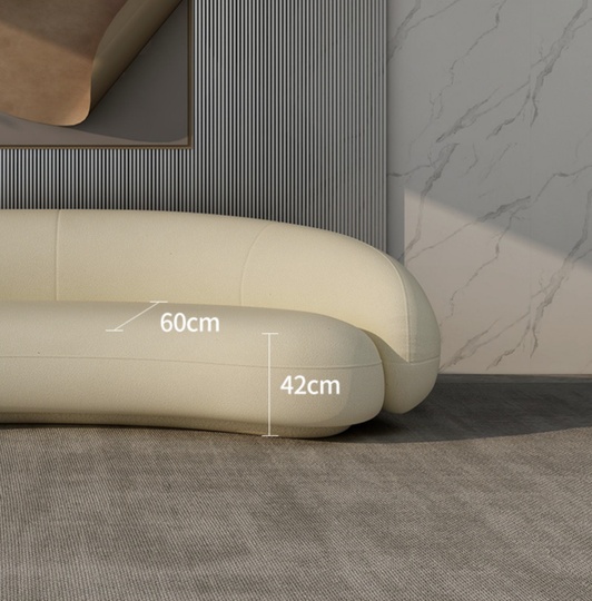 Прямой диван белый Galanti. Ткань из овечьего флиса с деревом, нераскладной, 240х118х68