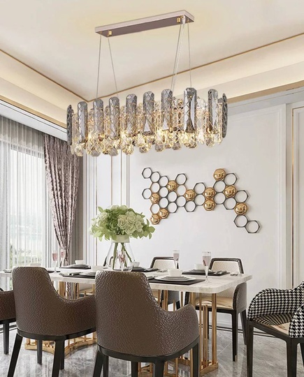 Люстра подвесная AKCA 100*22 дымчатый, стекло, металл, Е14.