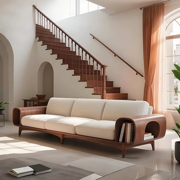 Прямой диван Jane темный орех, кожа, 260*85*80 см