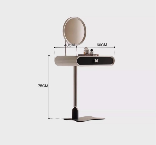 Дизайнерский туалетный столик Nick Stool в итальянском стиле, кремовый цвет, с пуфиком и зеркалом, 60х40х75 см.