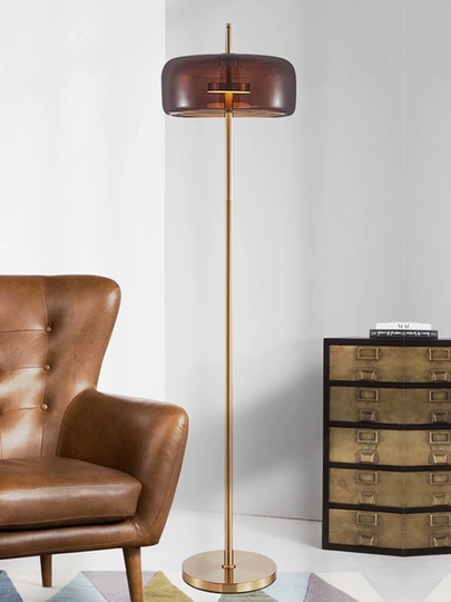 Торшер латунь Oriqux, 35*35*159 см, LED, кнопка, металл, 10 Вт