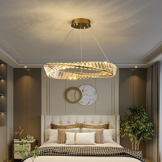 Люстра подвесная, золотой, кристалл, GLAMOROUS 40*10, металл, LED.