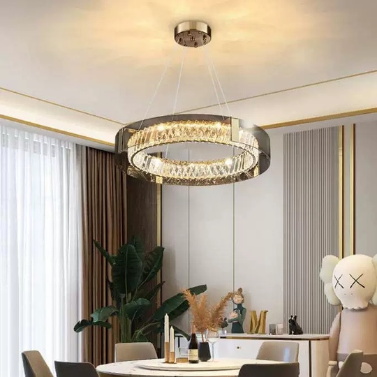 Люстра подвесная, хром, хрусталь, BELLA 45*9 металл, LED.