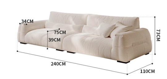 Диван прямой бежевый, итальянский стиль, ткань, 240*110*73 см, не раскладной