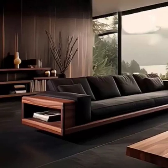 Прямой диван Harris темный орех, кожа, 240*80*70 см