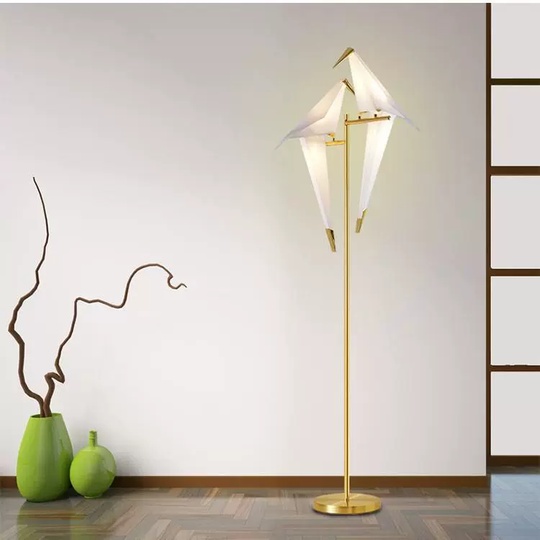 Торшер журавль-оригами, золото Shadoof Two 75*165, LED, металл, ПММА