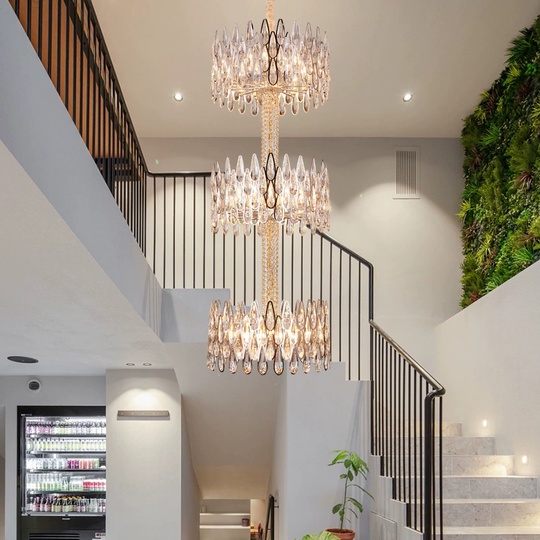 Люстра подвесная, золото, кристалл, APRIL 50*210 металл, E14.