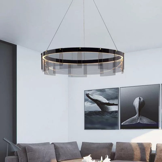 Люстра подвесная, черный, ПММА, MANUEL 100*20 металл, LED.