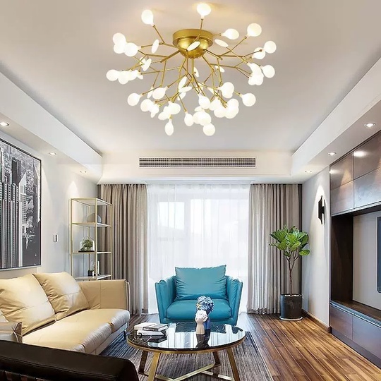 Люстра золотая Mira металл, стекло матовое, 97*57 см, G4