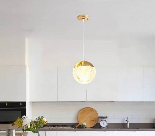 Светильник подвесной золотой, Alvori, металл, 11 см, 18 см, светодиодная, led
