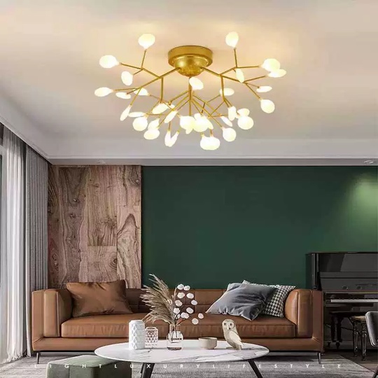 Люстра золотая Mira металл, стекло матовое, 97*57 см, G4