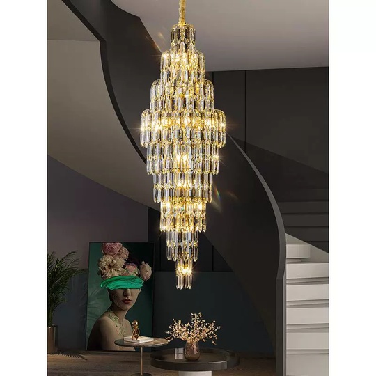 Люстра подвесная, золото, кристалл, HEZEL 80*250 металл, E14.