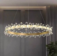 Люстра подвесная, золото, хрусталь, AXTON 80*120, металл, LED