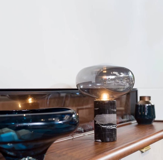 Настольная лампа ODA 32*38, дымчатый, камень