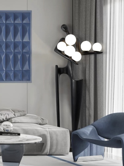 торшер черный светодиодный Beautiful Lady, 70*180 см, E27 из стекловолокна - напольный торшер