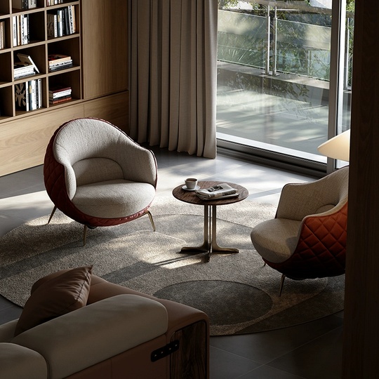 Стильное кресло Fisae вишнево-серое, 91*93*86 см, не раскладное, итальянский стиль