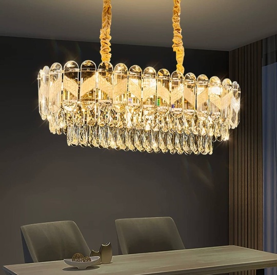 Люстра подвесная BIRCE 80*26 золото, кристалл, металл, E14.