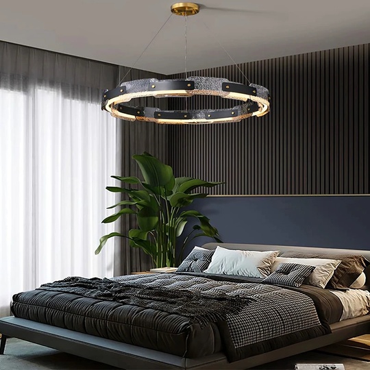 Люстра подвесная, черная, Elyndr, металл, 65*10 см, светодиодная, LED