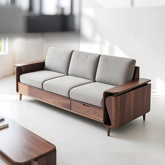 Прямой диван James темный орех, ткань, 230*85*80 см