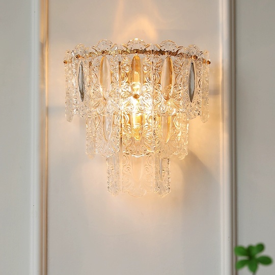 Настенный светильник, БРА WELTER 20*26, медный, прозрачный, стекло, металл, Е14.