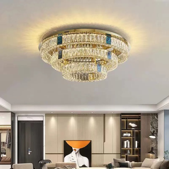 Люстра подвесная CEYHAN 80*35 золотой, хрусталь, металл, LED.