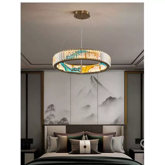 Люстра подвесная, золото, ПММА, RALPH 100*10 металл, LED.