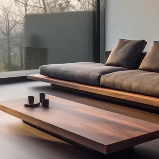 Прямой диван Shaw темный орех, кожа, 280*85*50 см