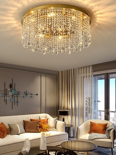 Люстра подвесная, золотой, кристалл, SPARKLING 40*17, металл, E14.