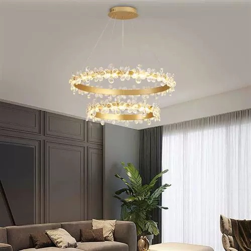 Люстра подвесная, золото, хрусталь, FERGUS 40*60, металл, LED