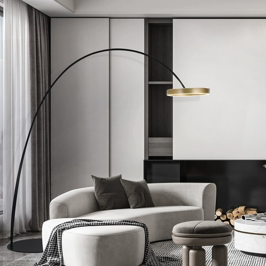 Торшер, латунь, черный, Anterra 210*180, LED, металл, ПММА