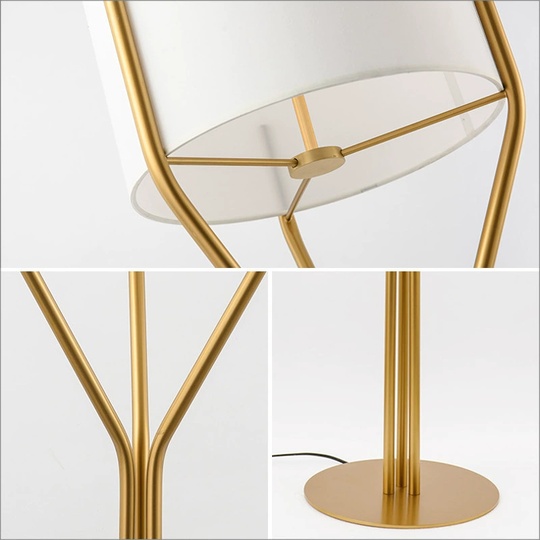 Торшер белый, медь Amelli 34*175, светодиодный, E27, металл, ткань