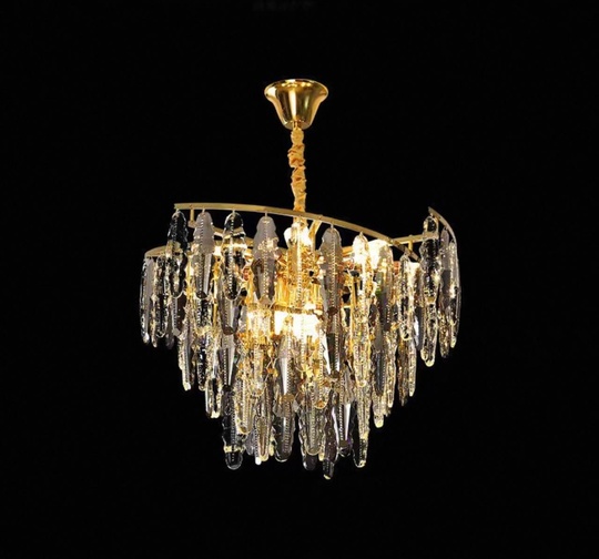 Люстра подвесная, золото, хрусталь, HARISH 60*40 металл, E14.