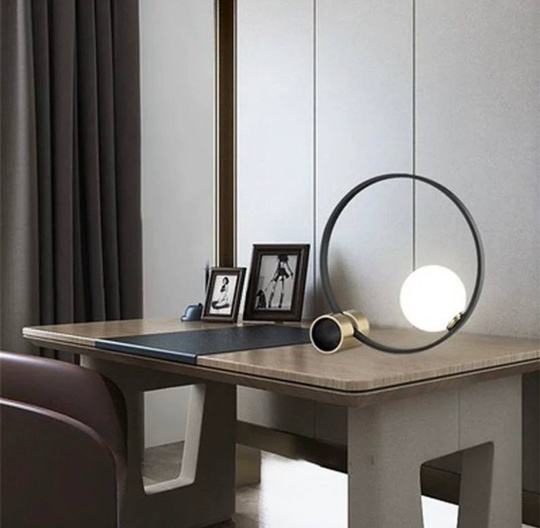 Настольная лампа CIRCLE 40*40, античная бронза, черный.