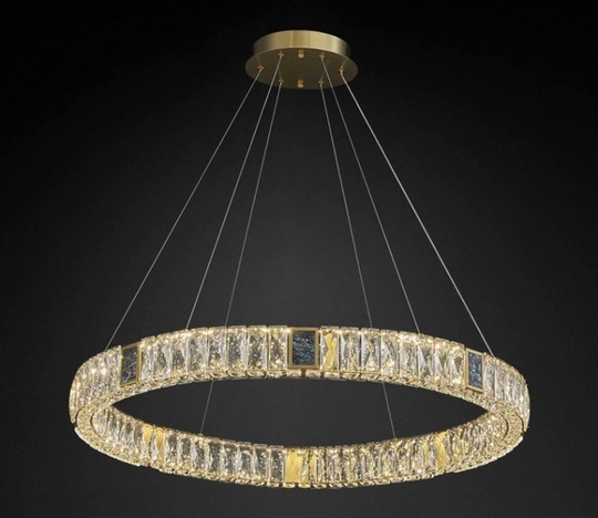 Люстра подвесная CEREN 40*150 золотой, хрусталь, металл, LED.