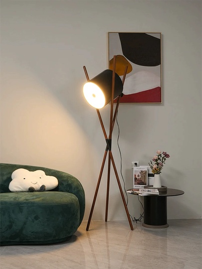 Торшер, черный, Bender 58*173, LED, дерево, искусственная кожа, ПММА